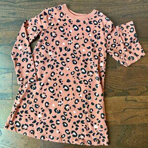 Hanna Andersson Long Sleeve T-Shirt Dress Leopard Print Size 6-7 (120 cm)